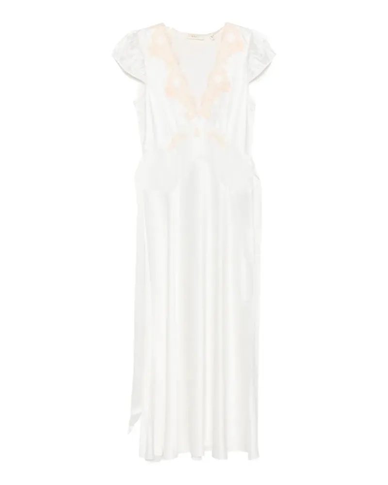 DÔEN Coraline lace V-neck midi dress - Weiß Weiß