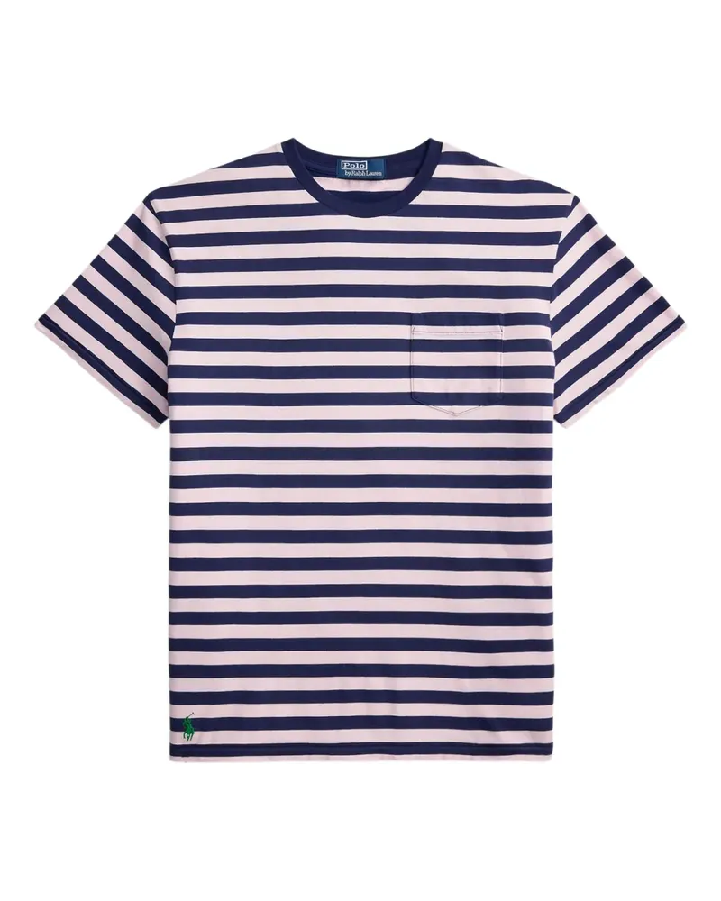 Ralph Lauren Gestreiftes T-Shirt mit aufgesetzten Taschen - Blau Blau
