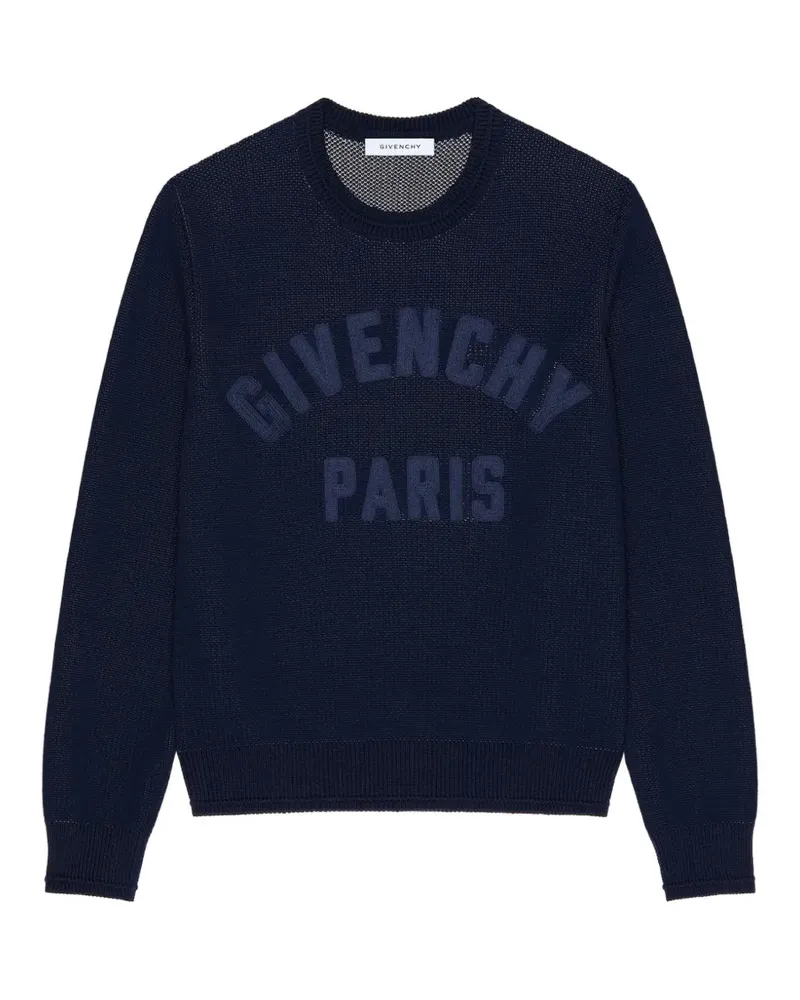 Givenchy Pullover aus Strick mit  Paris Perlenstickerei - Blau Blau