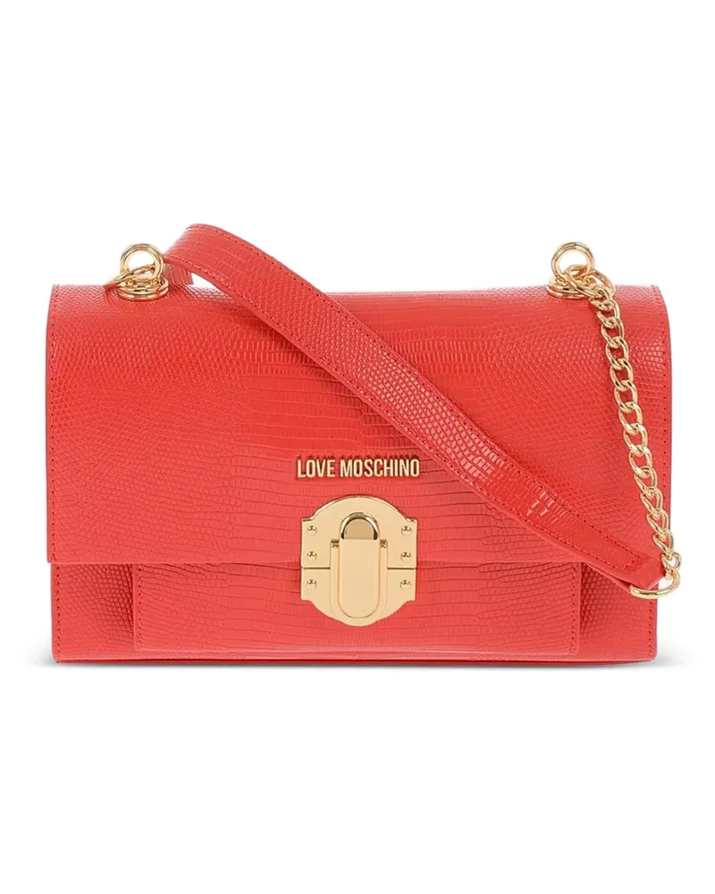 Moschino Schultertasche mit Eidechsen-Effekt - Rot Rot