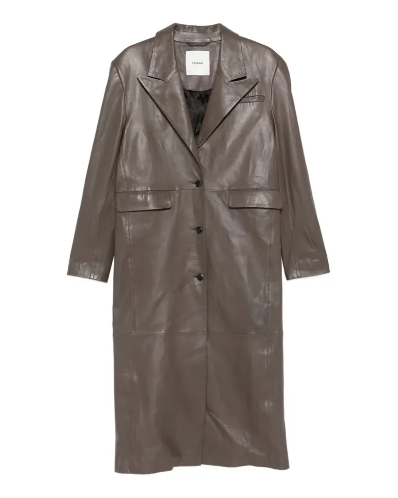 Nanushka Einreihiger Ledermantel - Braun Braun