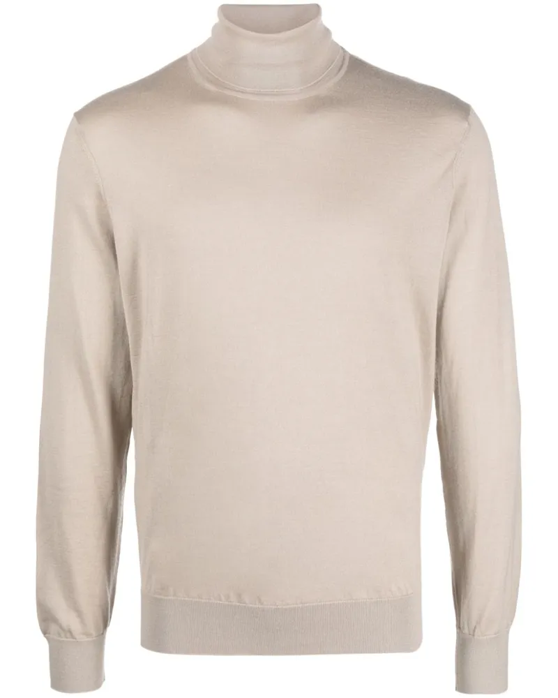 Ermenegildo Zegna Fein gestrickter Rollkragenpullover Nude