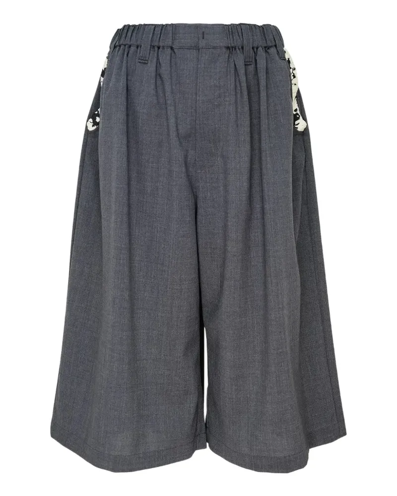 Renli Su embroidered-trim wide-leg trousers - Grau Grau