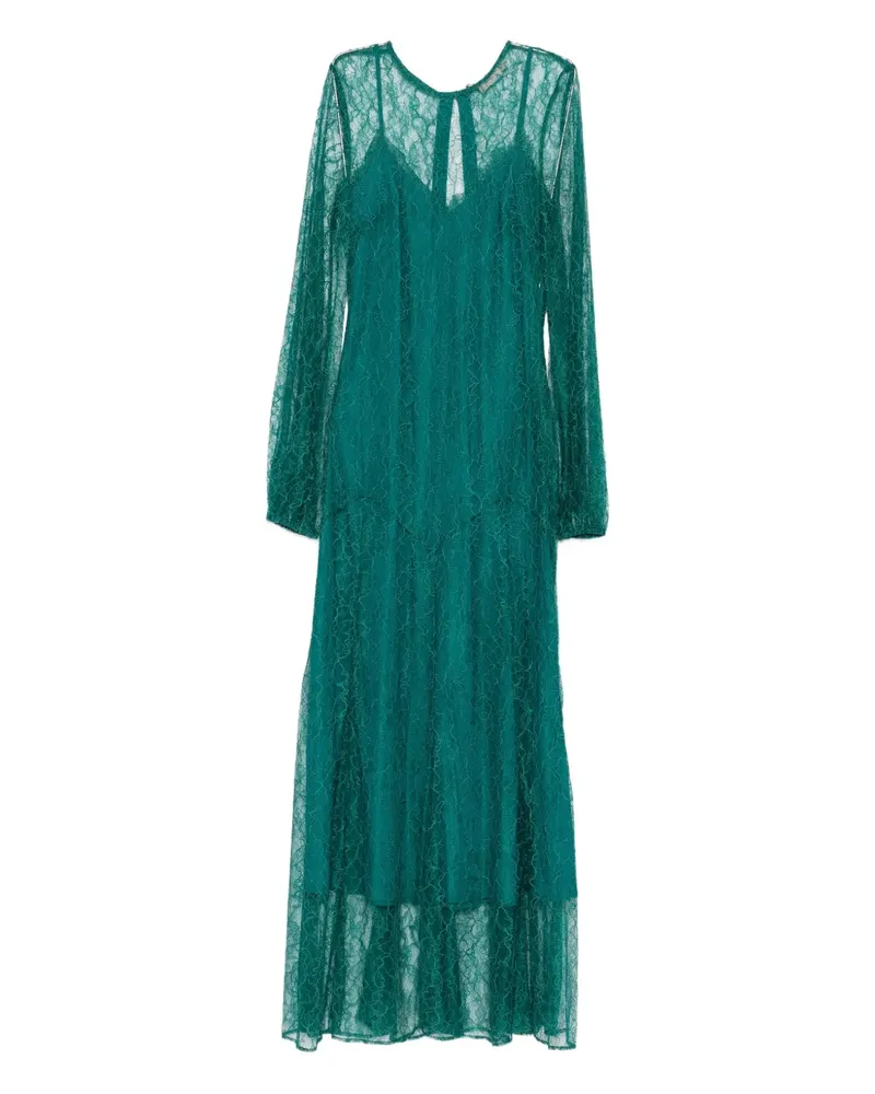 Twin-Set lace-overlay keyhole dress - Grün Grün