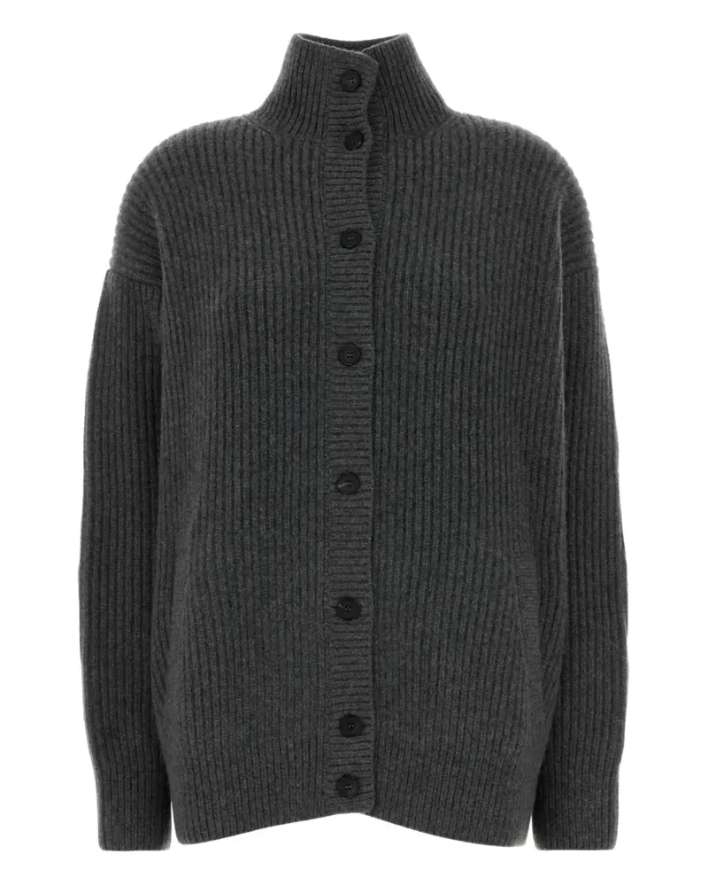 Prada Gerippter Cardigan mit Ellenbogen-Patches - Grau Grau