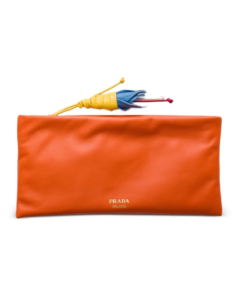 Prada nappa leather zipper pouch - Orange Orange