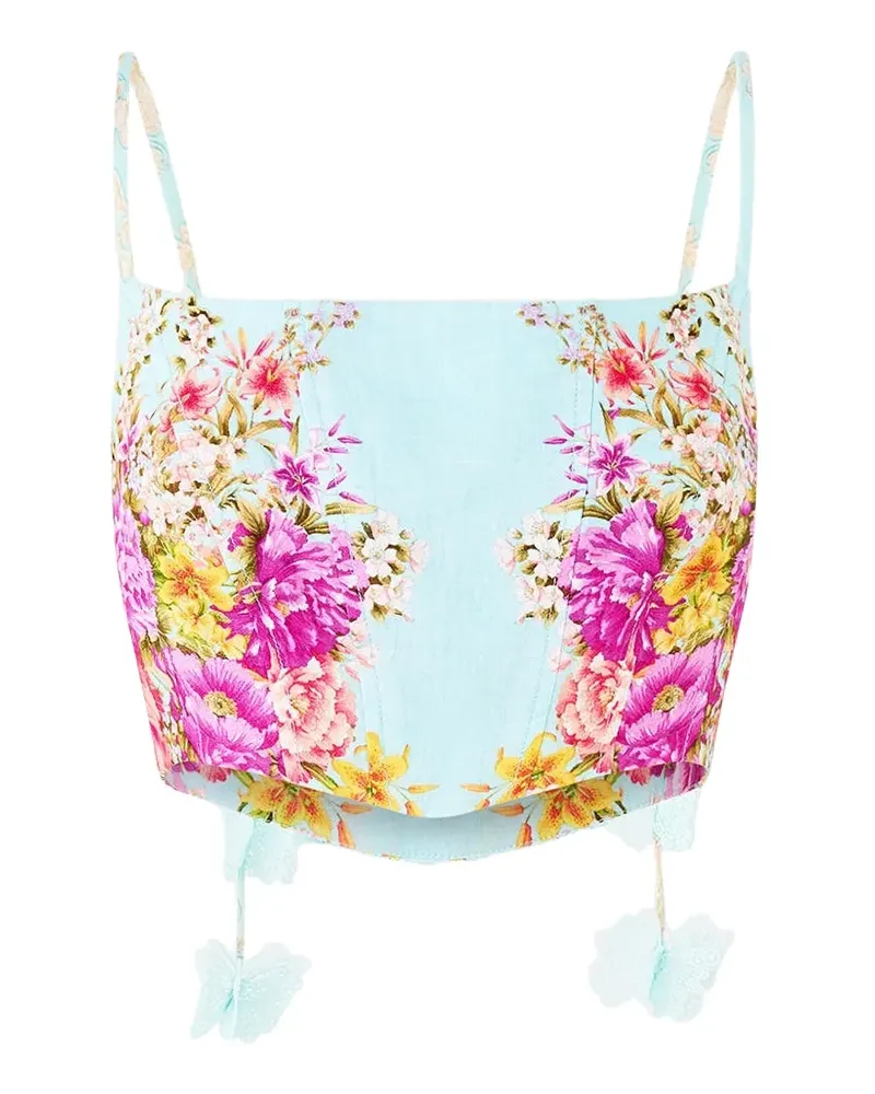 Camilla Cropped-Top mit Blumenmuster - Blau Blau