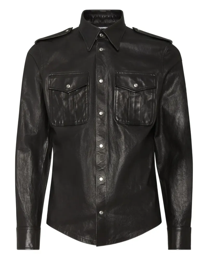 Dsquared2 Hemd aus Leder - Schwarz Schwarz