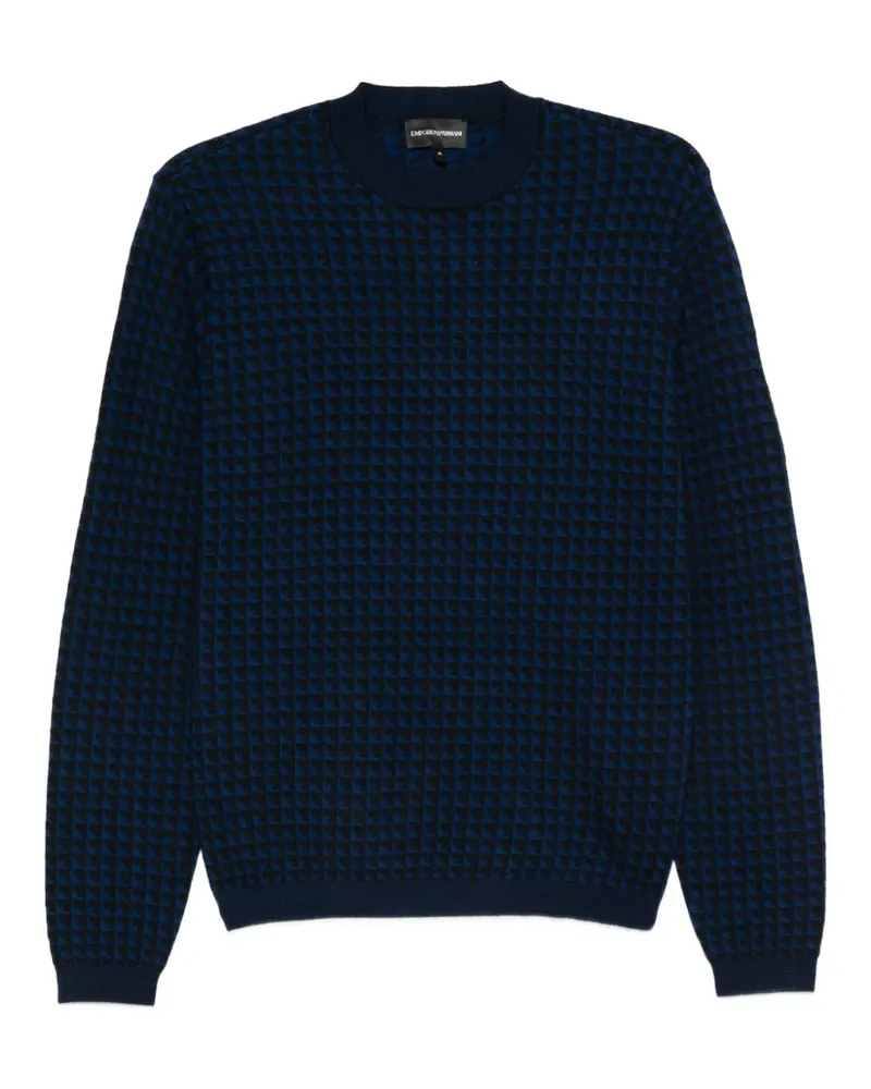 Emporio Armani Pullover mit Hahnentrittmuster - Blau Blau