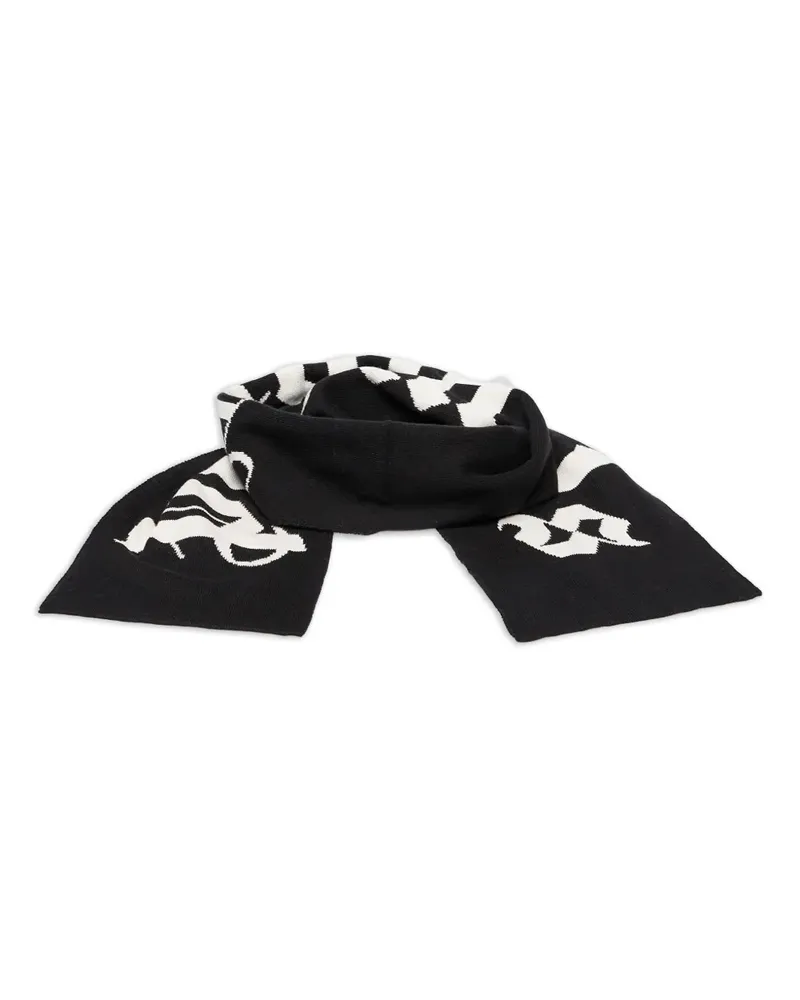 Palm Angels Jacquard-Schal mit Logo - Schwarz Schwarz