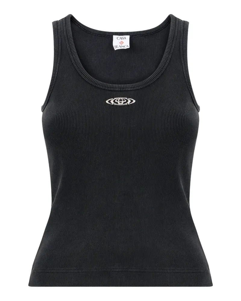 Casablanca Paris ribbed logo tank top - Schwarz Schwarz