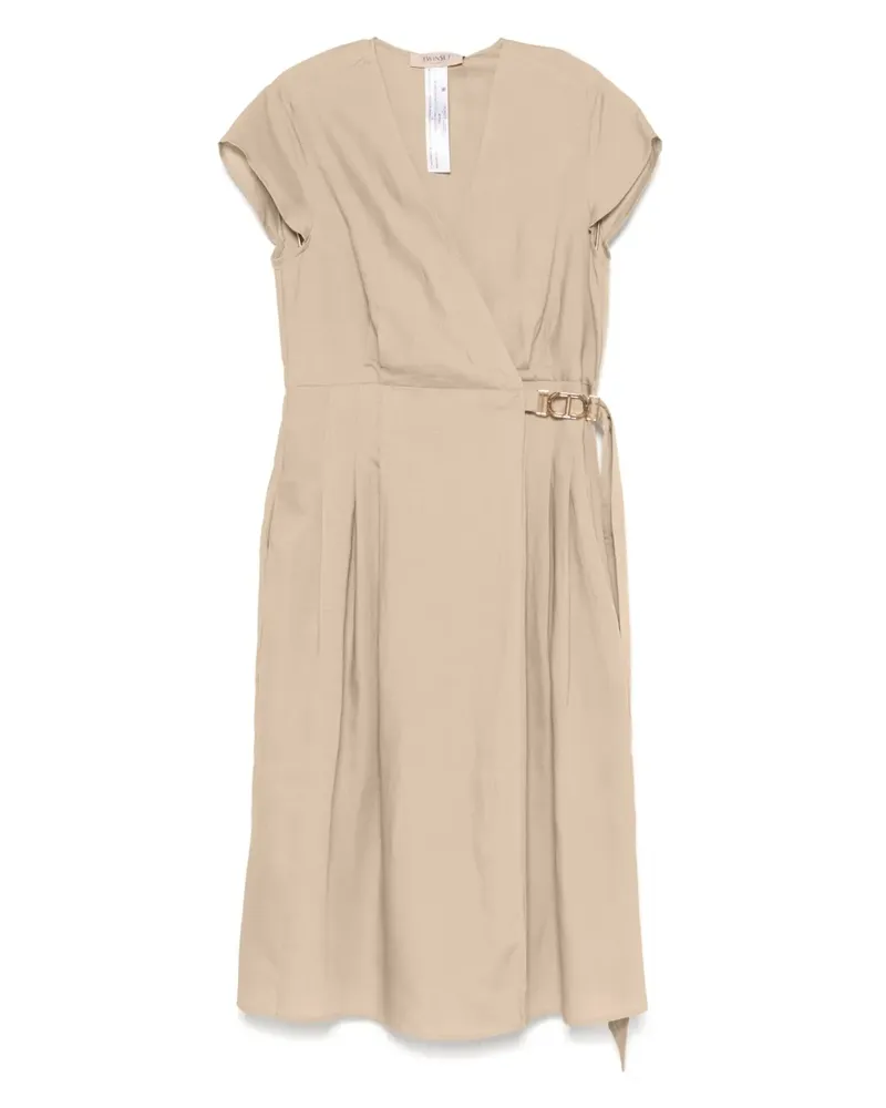 Twin-Set Midikleid mit Logo-Schild - Nude Nude