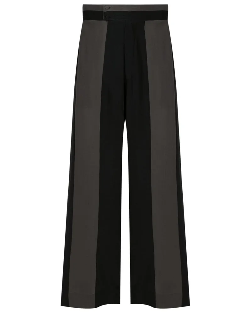 Handred Gestreifte Wide-Leg-Hose Schwarz