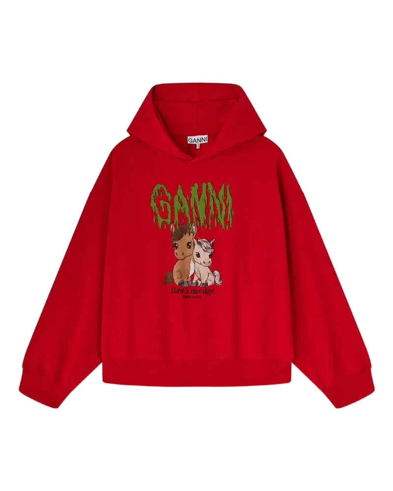 Ganni Hoodie mit grafischem Print - Rot Rot