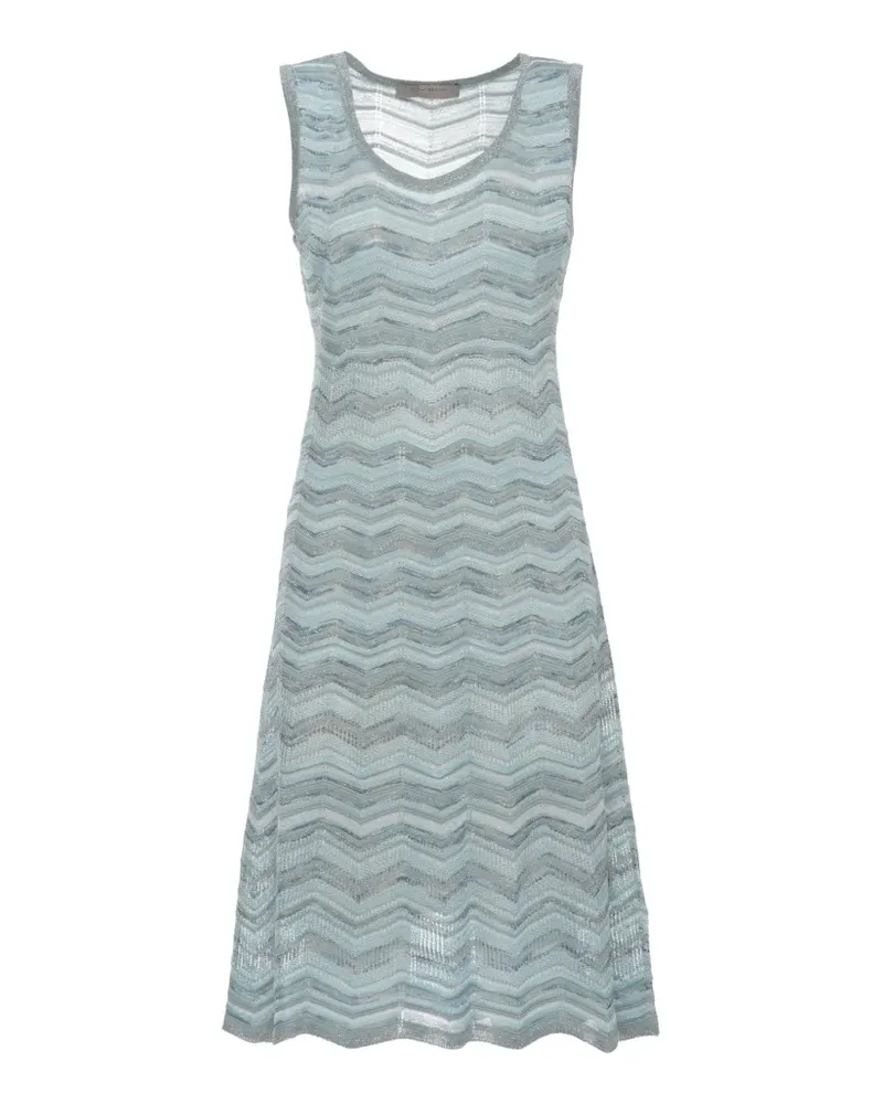 D.EXTERIOR chevron-knit metallic-thread midi dress - Blau Blau