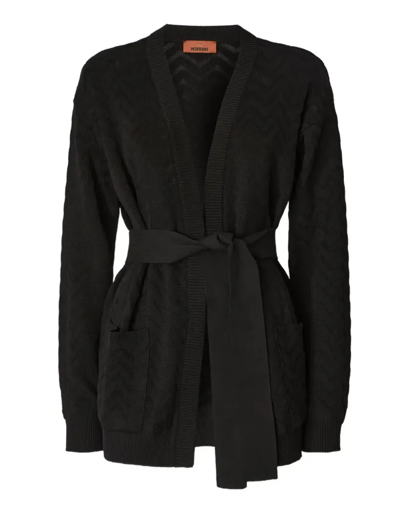 Missoni chevron belted cardigan - Schwarz Schwarz