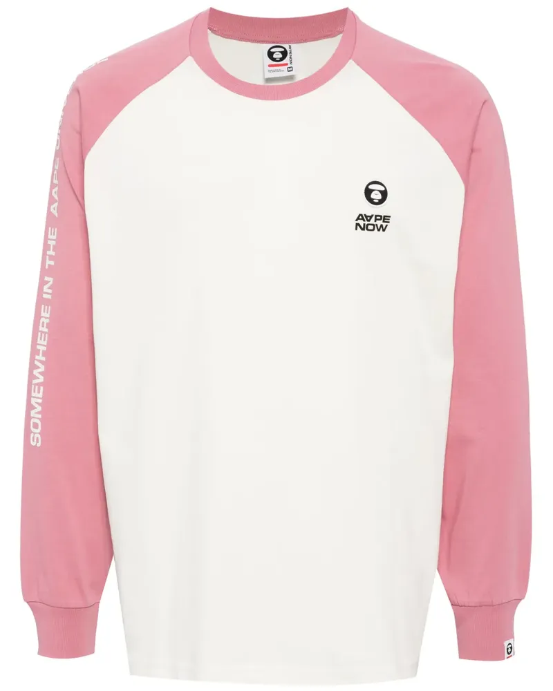 BAPE Langarmshirt mit Moonface-Logo - Rosa Rosa