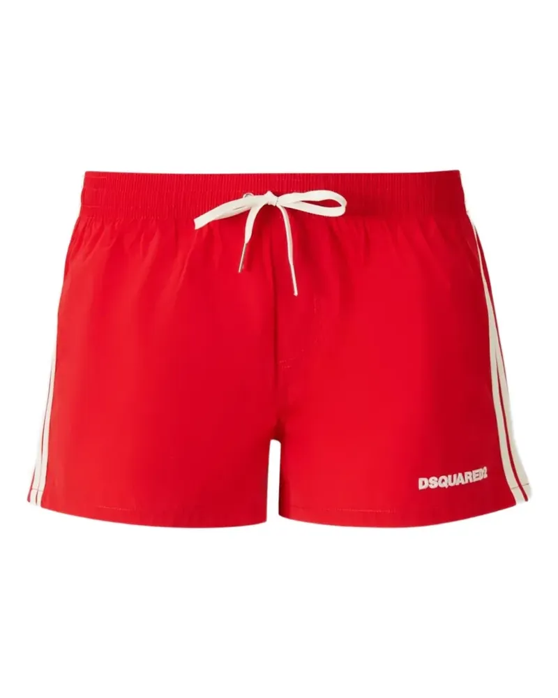 Dsquared2 Gestreifte Badeshorts mit kurzem Bein - Rot Rot