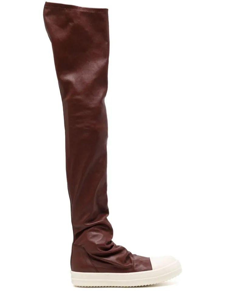 Rick Owens Overknee-Stiefel aus Leder Braun