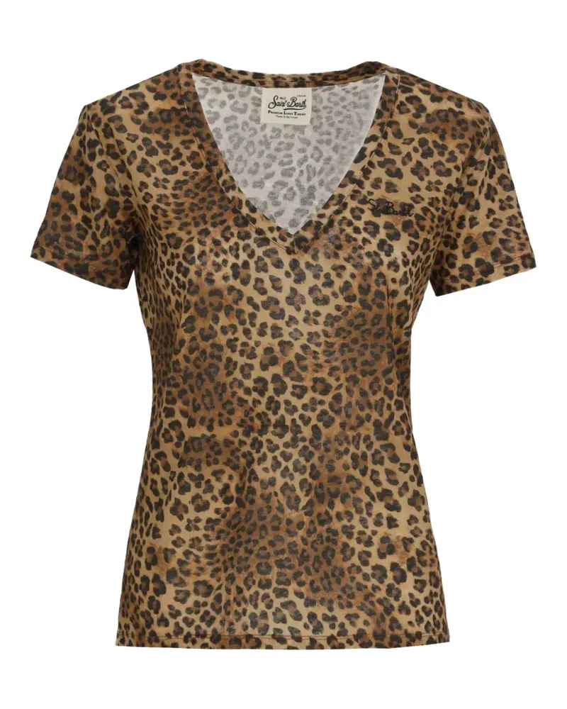 MC2 Saint Barth leopard-print V-neck T-shirt - Nude Nude
