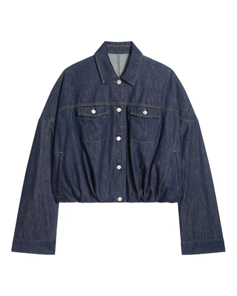 Dries van Noten Geraffte Jeansjacke - Blau Blau