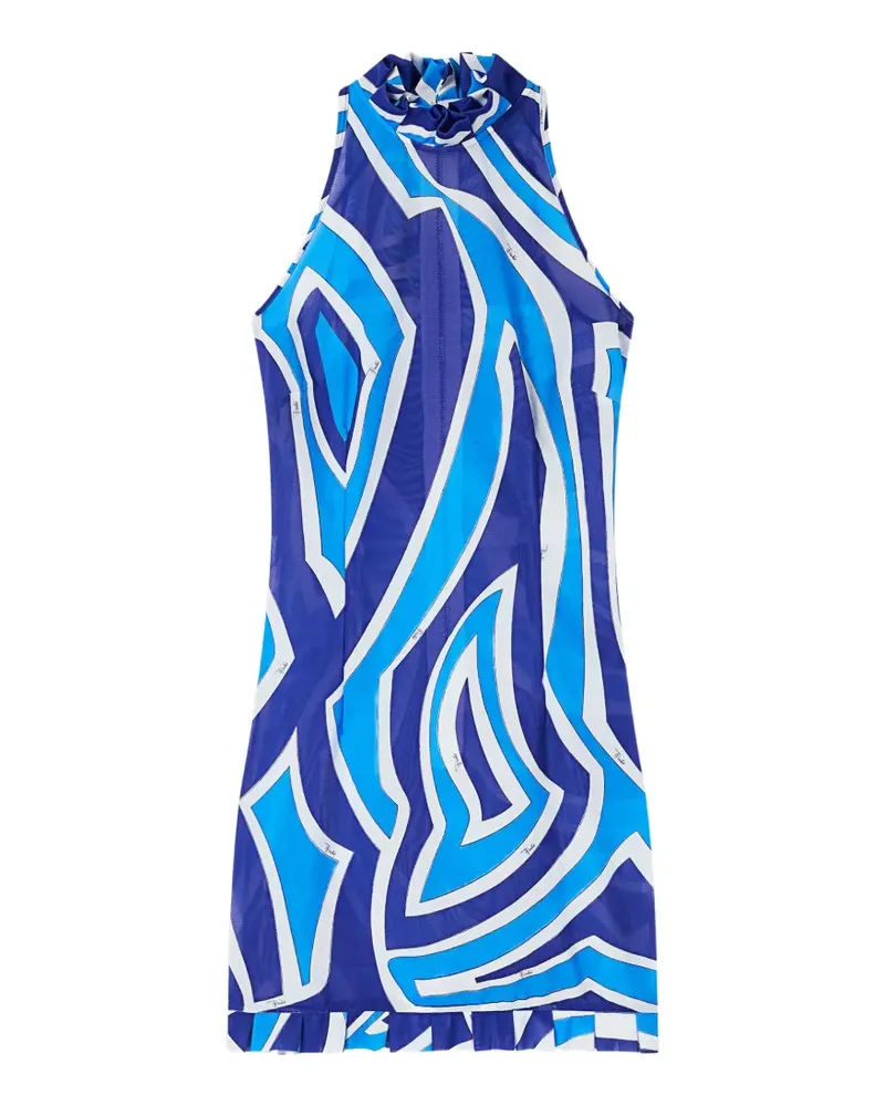 Emilio Pucci Labirinto-print dress with ruffle details - Blau Blau