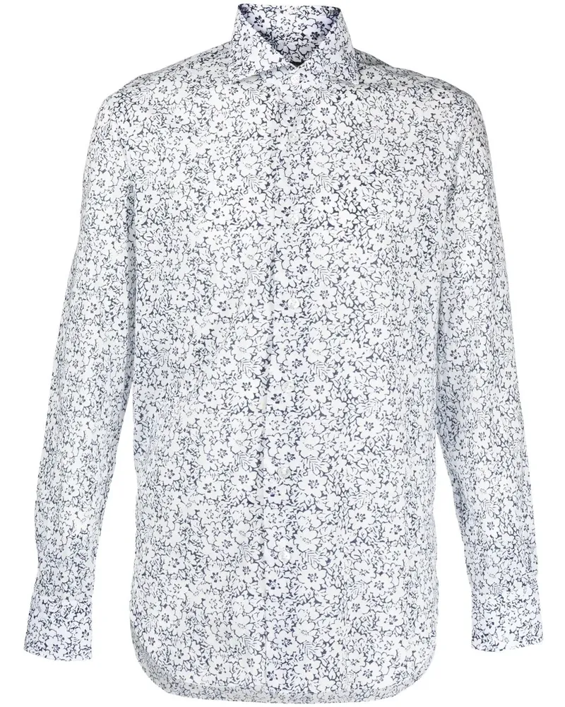 BARBA Hemd mit Blumen-Print - Weiß Weiß