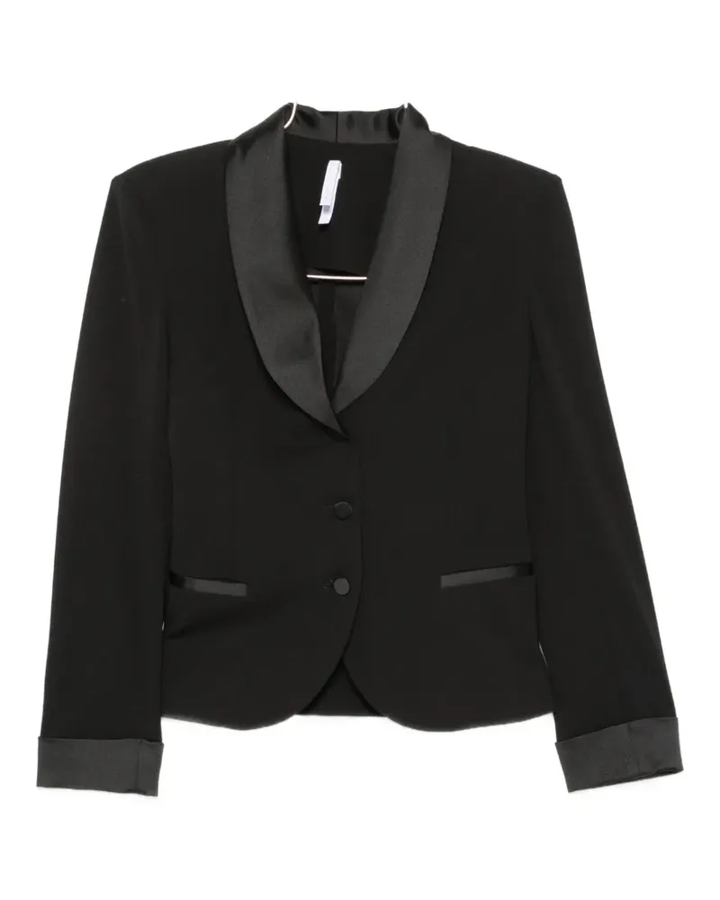 IMPERIAL Einreihige Jacke mit Satinbesatz - Schwarz Schwarz