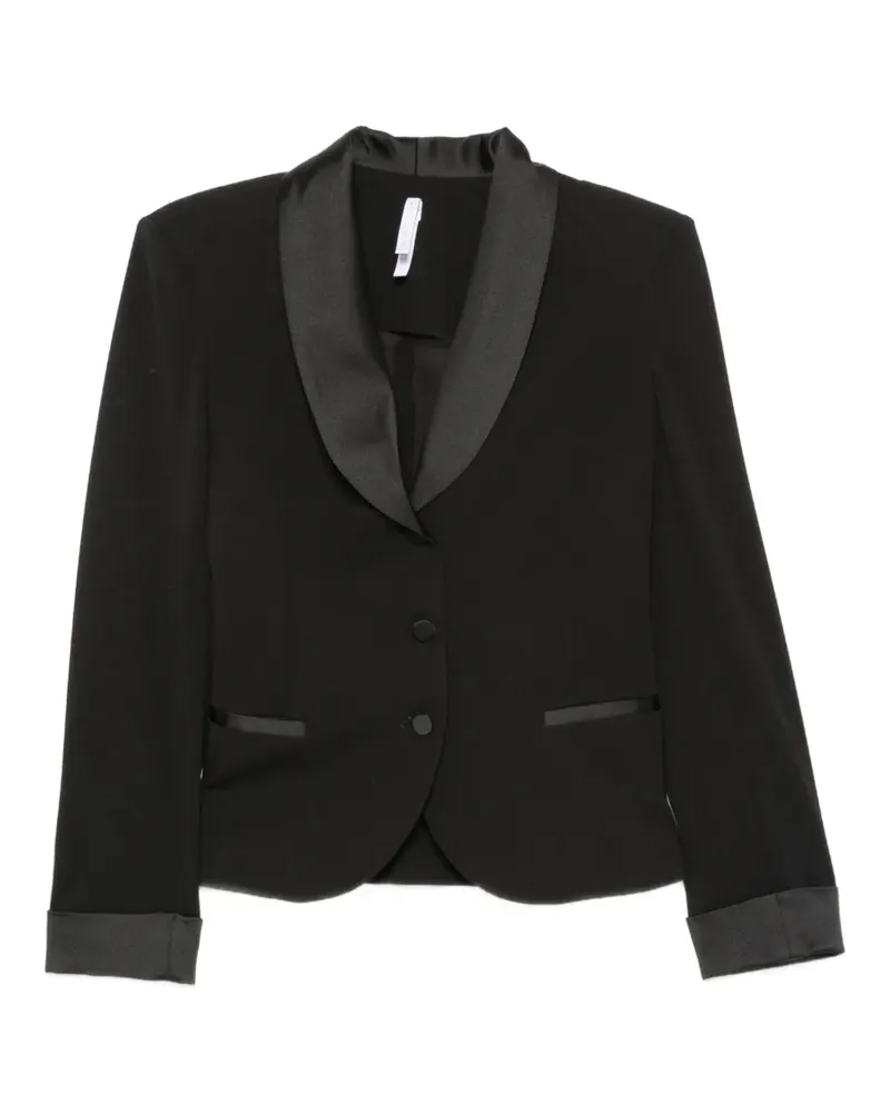 IMPERIAL Einreihige Jacke mit Satinbesatz - Schwarz Schwarz