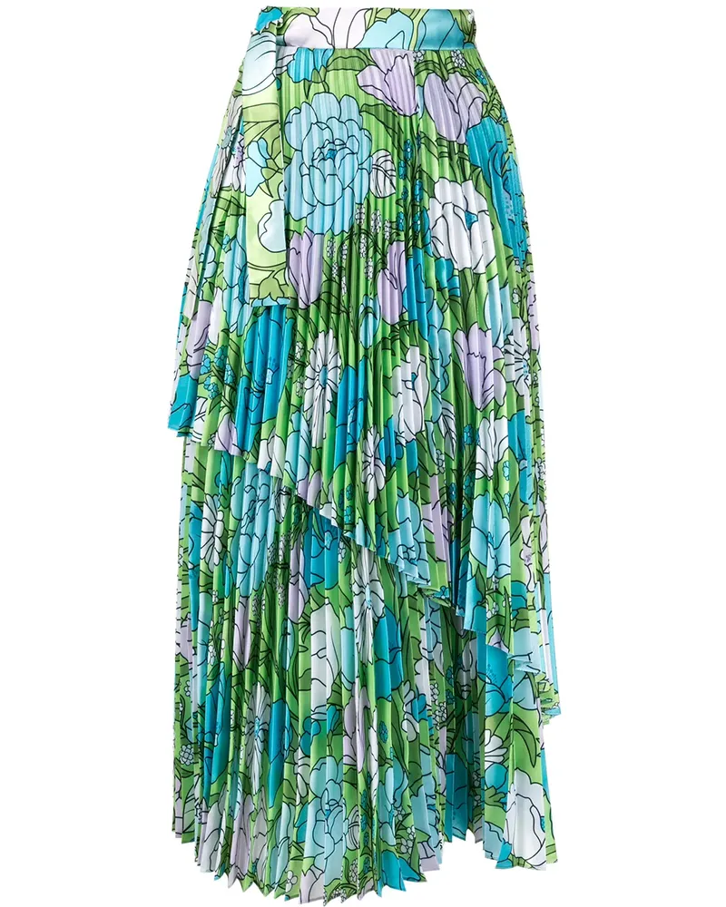 Richard Quinn Plisseerock mit Blumenmuster - Blau Blau