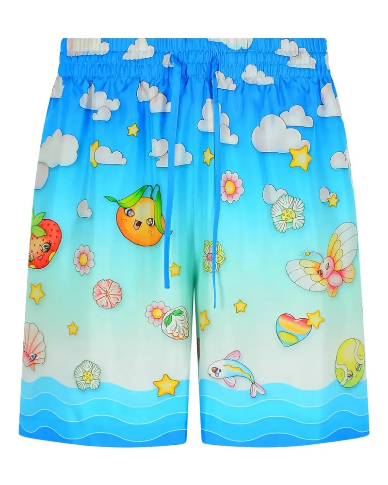 Casablanca Paris Kawaii silk bermuda shorts - Blau Blau