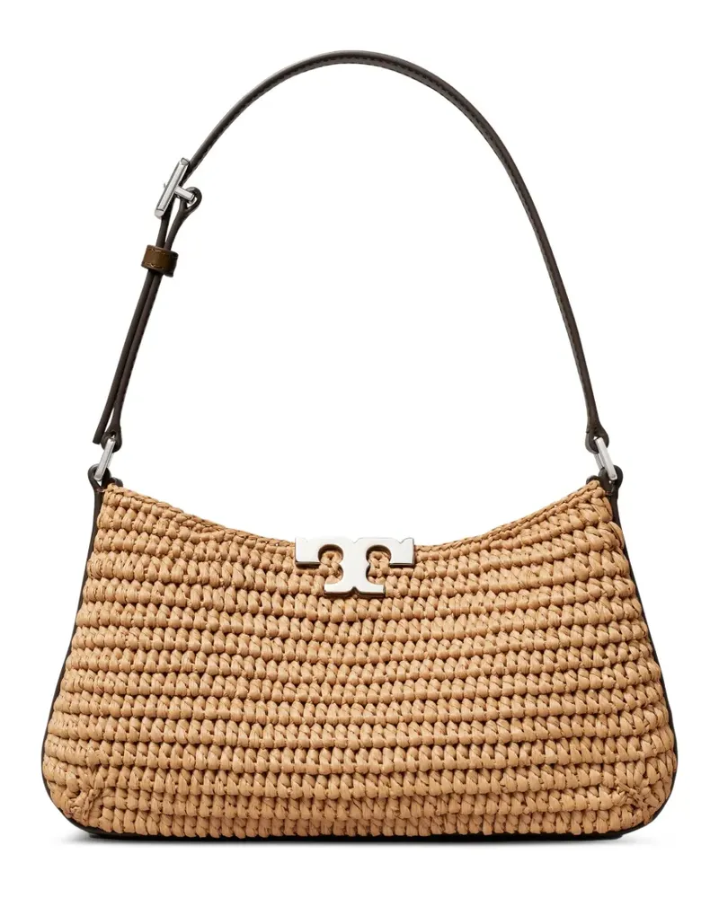 Tory Burch Eleanor raffia slim shoulder bag - Nude Nude