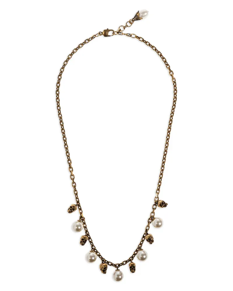 Alexander McQueen Perlenkette mit Totenkopf - Gold Gold