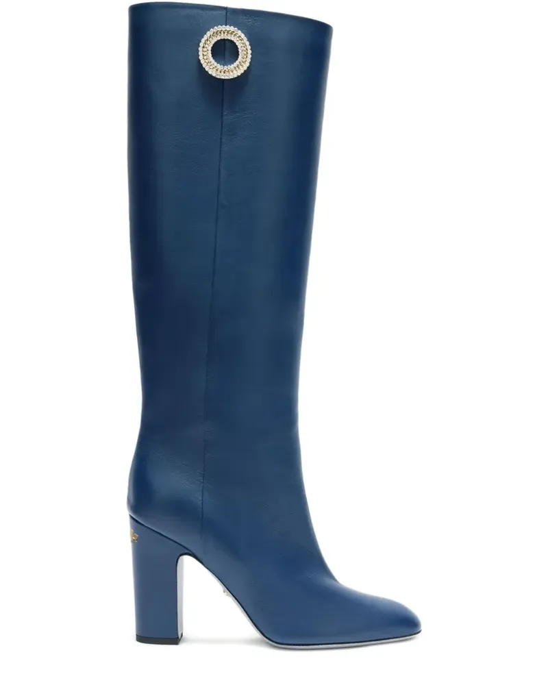 Genny Kniehohe Stiefel mit Kristallen 90mm - Blau Blau