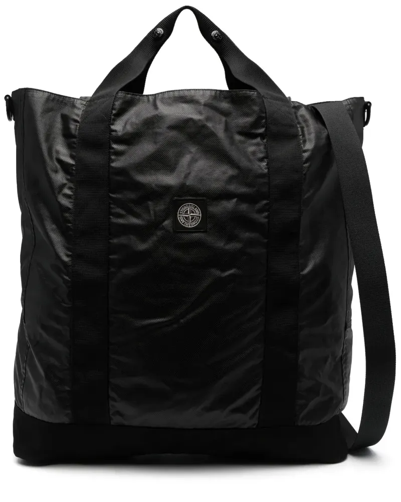 Stone Island Große Schultertasche mit Logo-Patch - Schwarz Schwarz