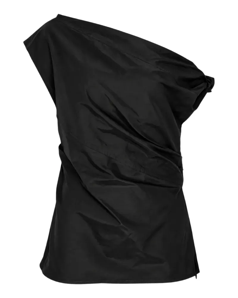 Lee Mathews One-Shoulder-Top aus Seide mit Twist-Detail - Schwarz Schwarz