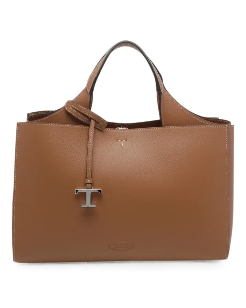 TOD'S logo-charm leather tote bag - Braun Braun