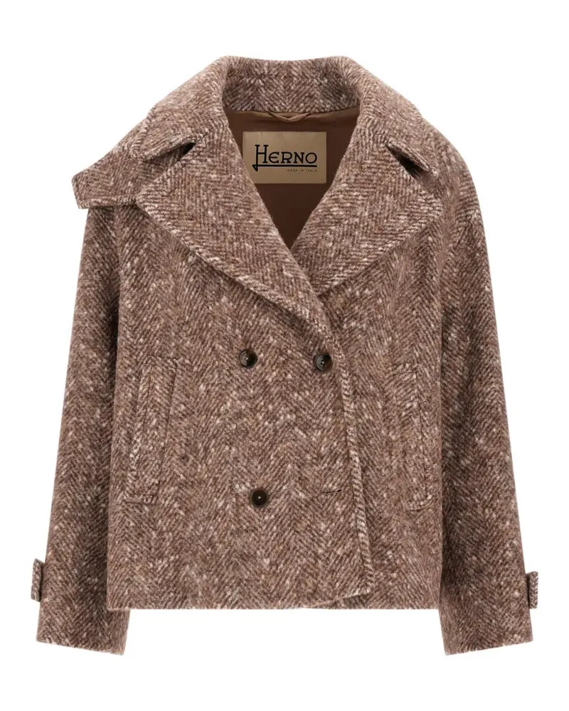 Herno Cabanjacke mit Fischgrätenmuster - Braun Braun