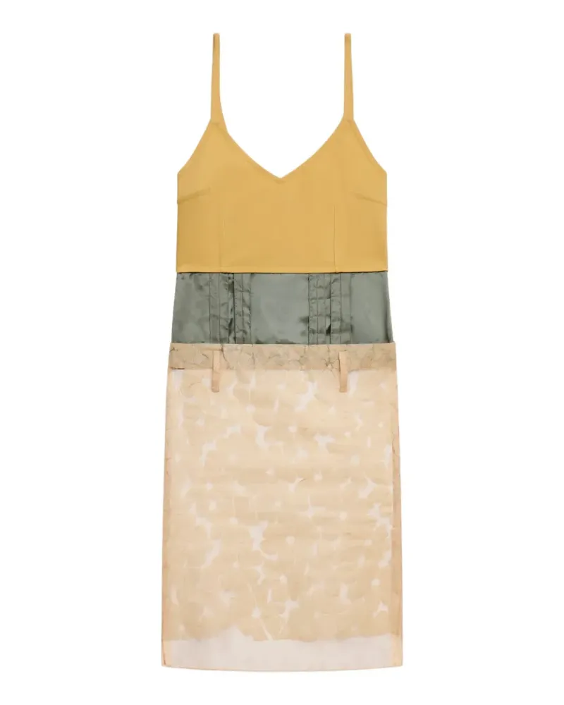 Marni Kleid mit gelber Organza-Blume und Satinbund - Nude Nude