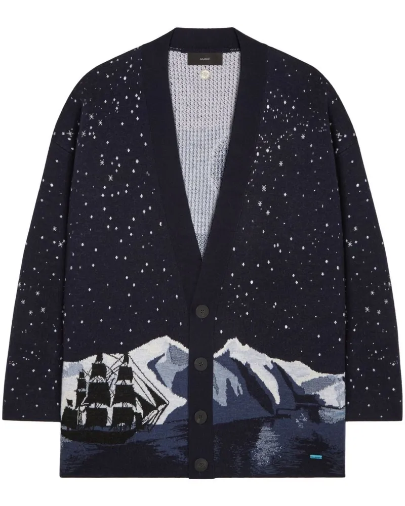 Alanui In the Middle of Nowhere Jacquard-Cardigan Blau