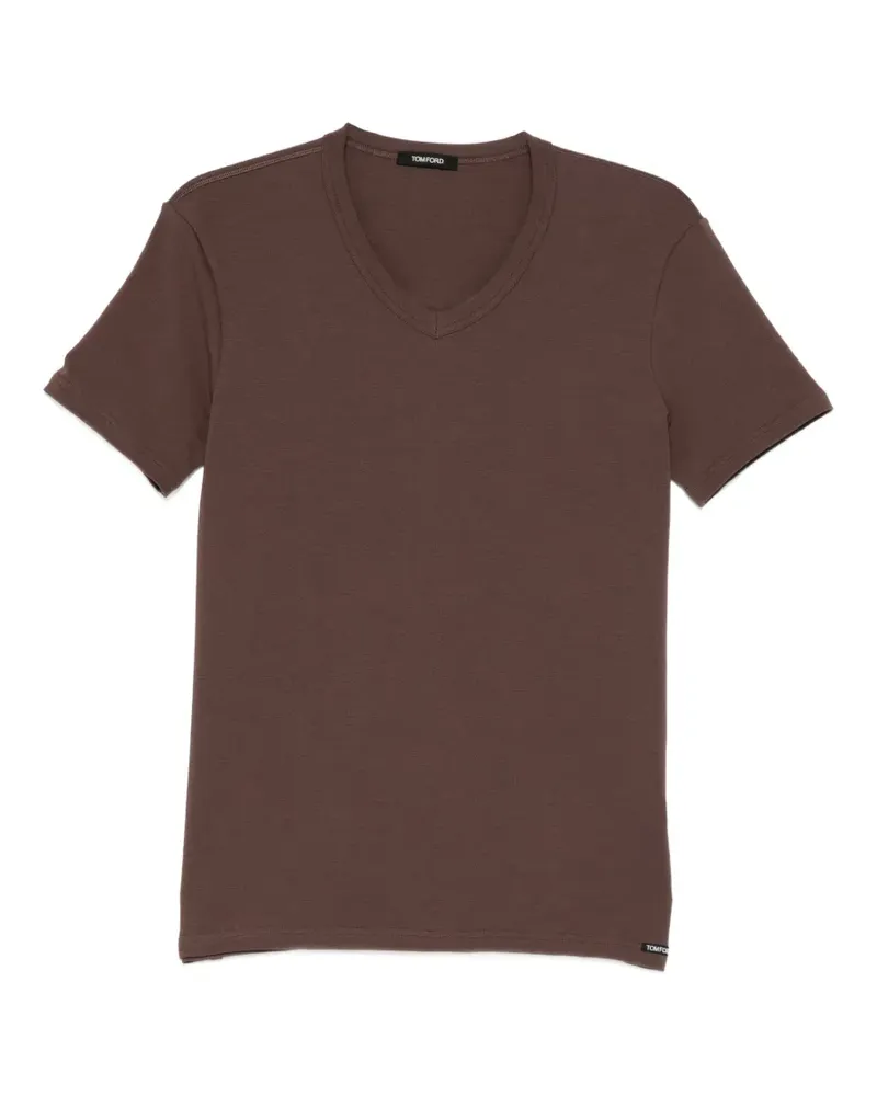 Tom Ford T-Shirt mit Logo-Patch - Braun Braun
