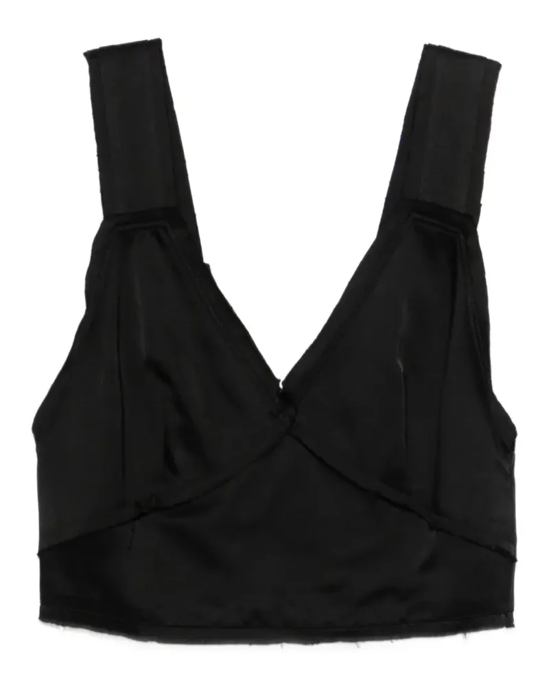 Totême Cropped-Top mit V-Ausschnitt - Schwarz Schwarz