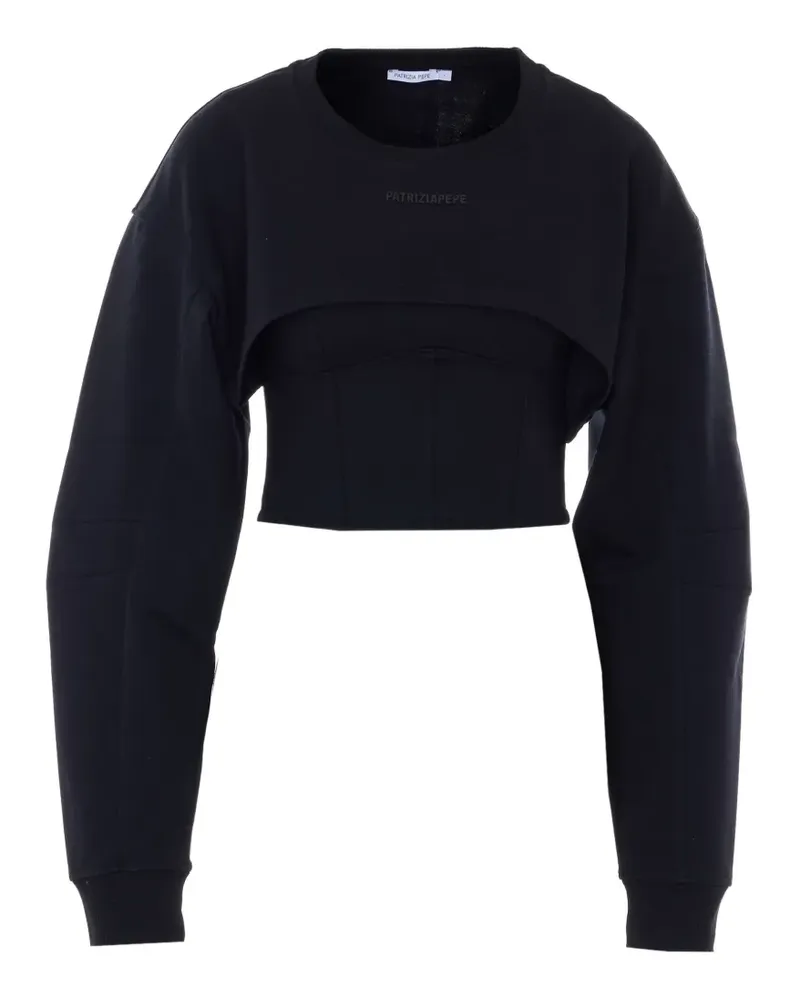 Patrizia Pepe Cropped-Sweatshirt - Schwarz Schwarz
