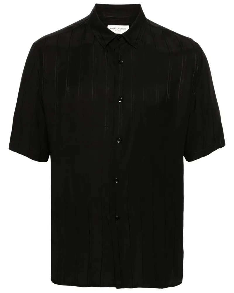 Saint Laurent Gestreiftes Cassandre Hemd - Schwarz Schwarz