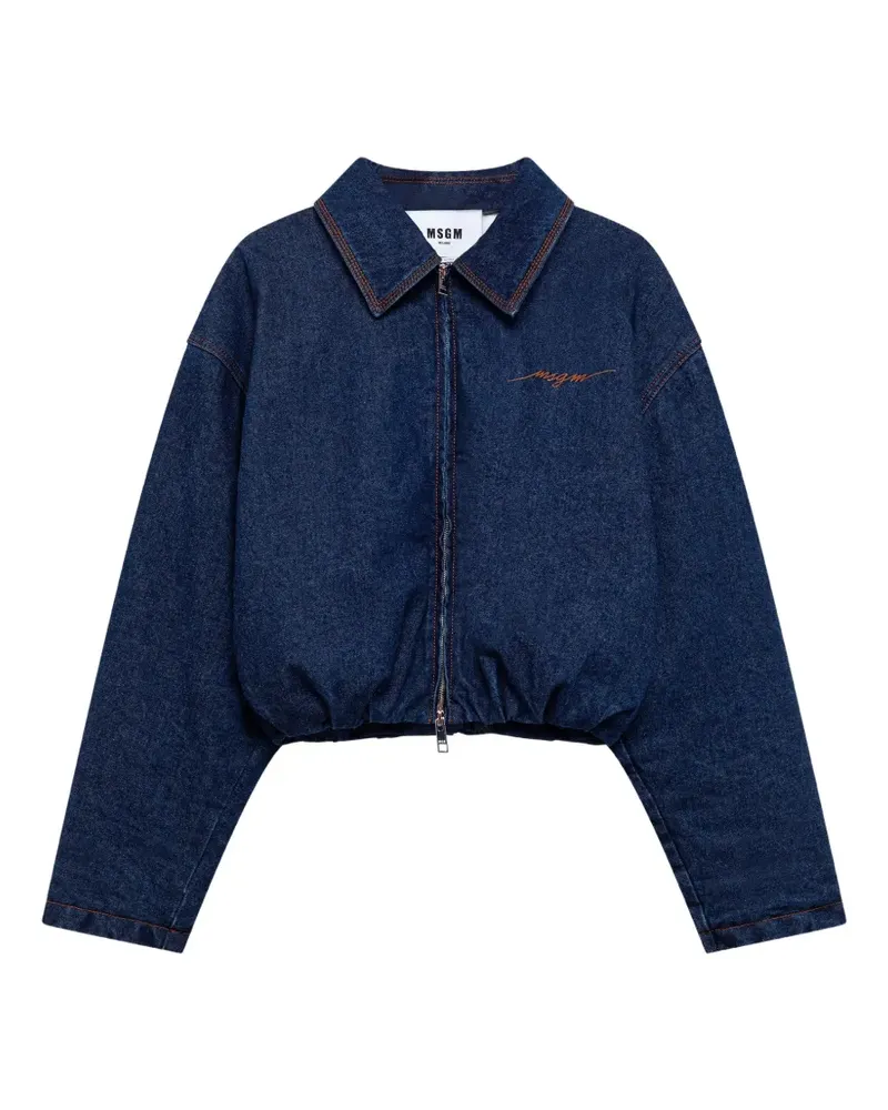 MSGM Jeansjacke mit Stickerei - Blau Blau