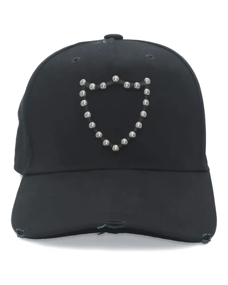 HTC Hollywood Trading Company studded distressed cap - Schwarz Schwarz