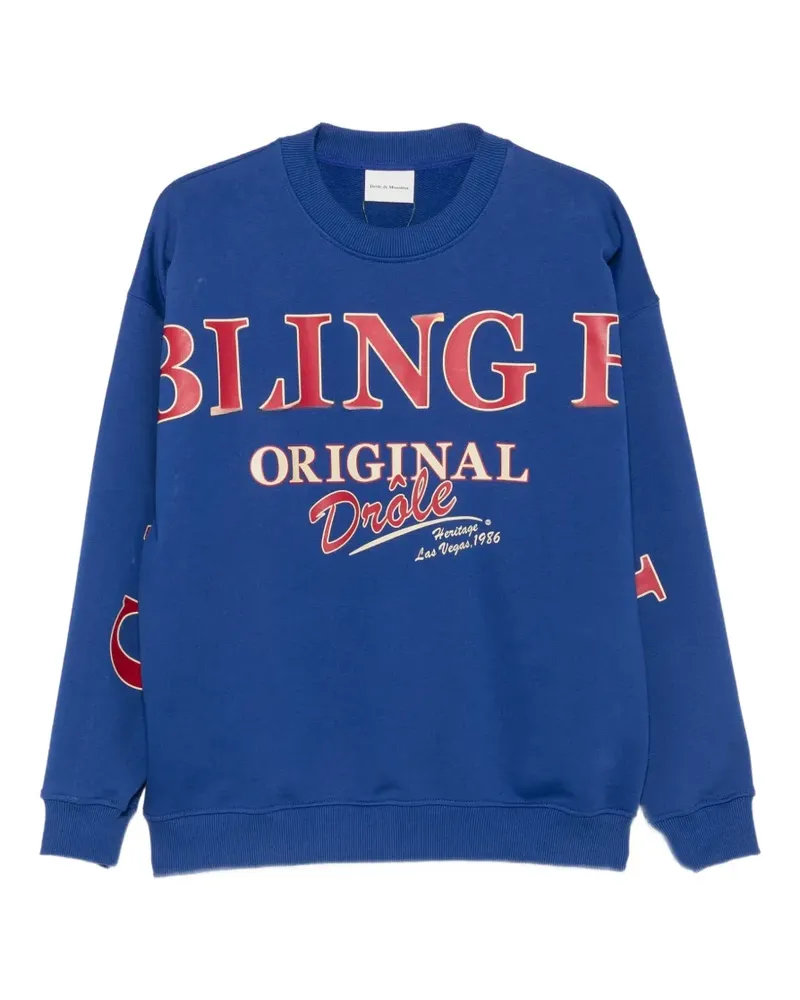Drôle de Monsieur Sweatshirt mit Slogan-Print - Blau Blau