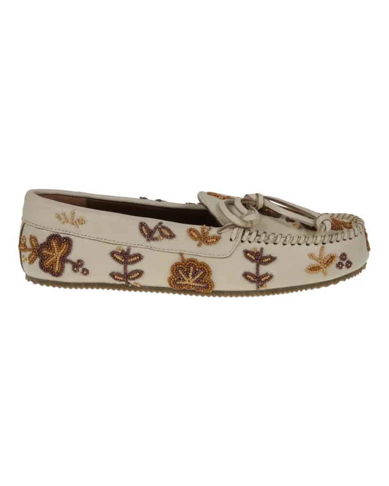 DE SIENA beaded moccasin loafers - Nude Nude