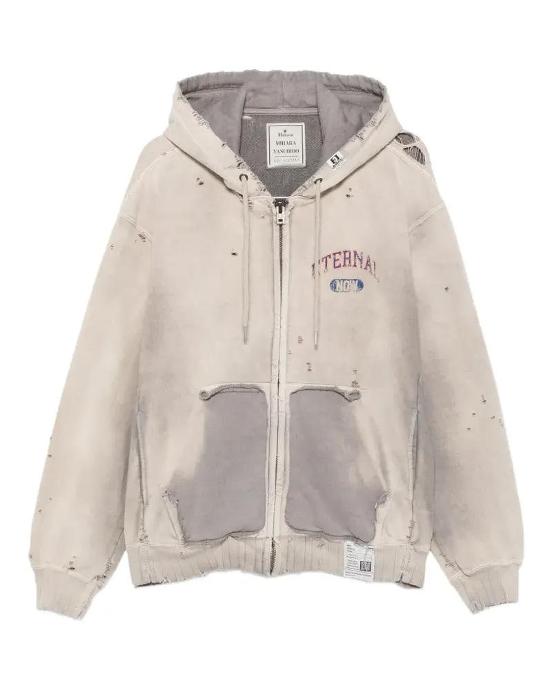 MIHARAYASUHIRO distressed sun-faded hoodie - Nude Nude