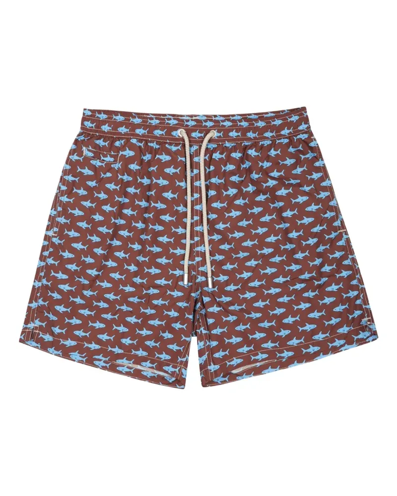MC2 Saint Barth shark-print drawstring swim shorts - Braun Braun